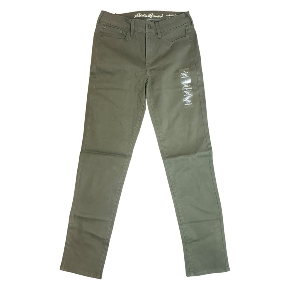 Eddie Bauer Green Slightly Curvy Slim Straight Chino Pants Size 6 NWT